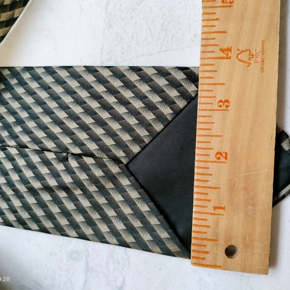 Pavone Black Taupe Men's Silk Tie Necktie Stripe Checks Made in Italy Formal - Picture 10 of 11